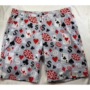 Hreski Golf Shorts Mens 38 Multicolor Abstract Poker Lightweight Performance